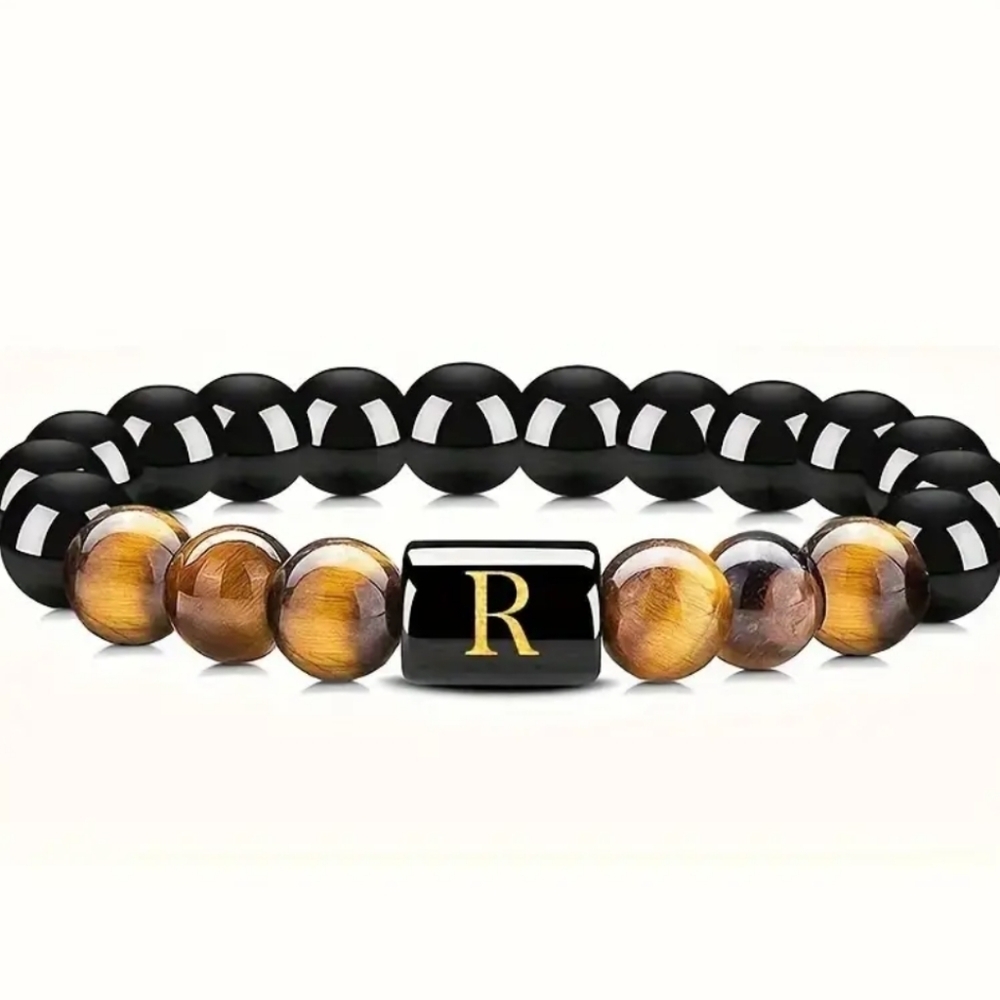 5 For $20 Men's tiger eye Initial Bead Bracelet